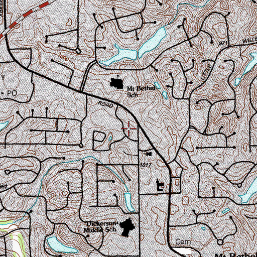 Topographic Map of Woodlawn Square Shopping Center, GA
