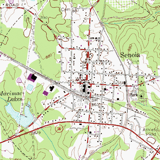 Topographic Map of Senoia Library, GA