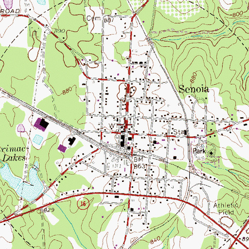 Topographic Map of Senoia Police Department, GA