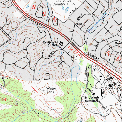 Topographic Map of San Antonio, CA