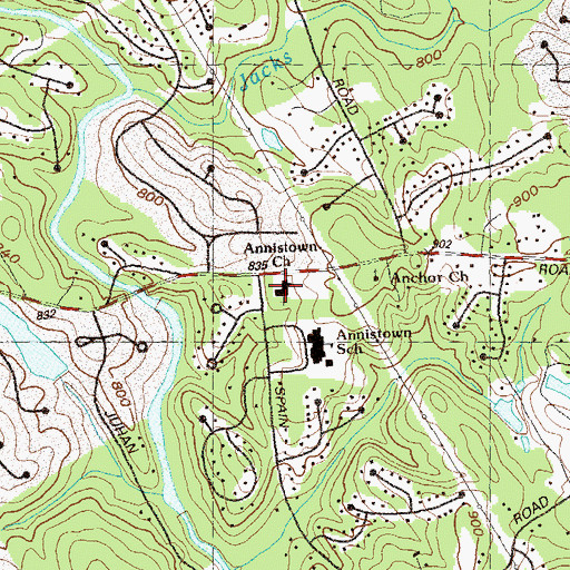 Topographic Map of Anniston Road Baptist Church, GA