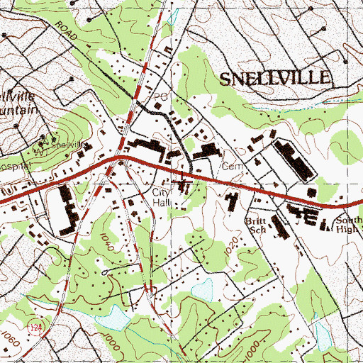 Topographic Map of Gwinnett Christian Academy, GA