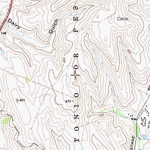 Topographic Map of San Antonio or Pescadero, CA