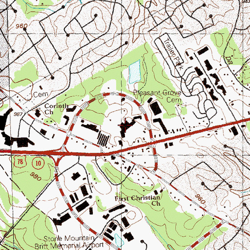 Topographic Map of Mountain East Shopping Center, GA