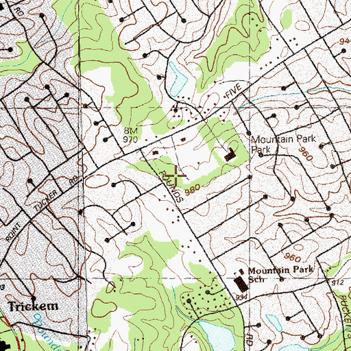 Topographic Map of Mountain Park Library, GA