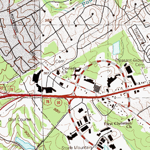 Topographic Map of Mountain Park Place Shopping Center, GA