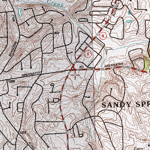 Topographic Map of Abernathy Square Shopping Center, GA