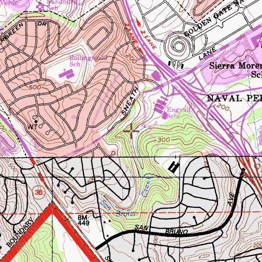 Topographic Map of San Bruno Creek, CA