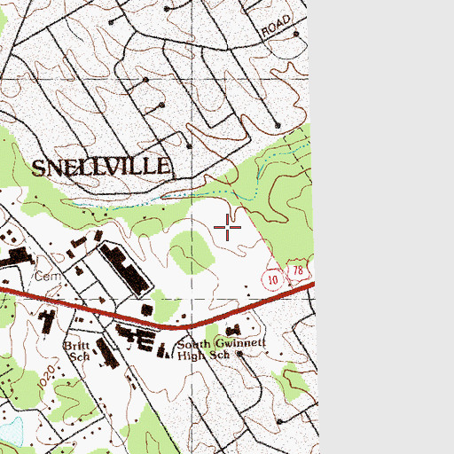 Topographic Map of Snellville Oaks Shopping Center, GA
