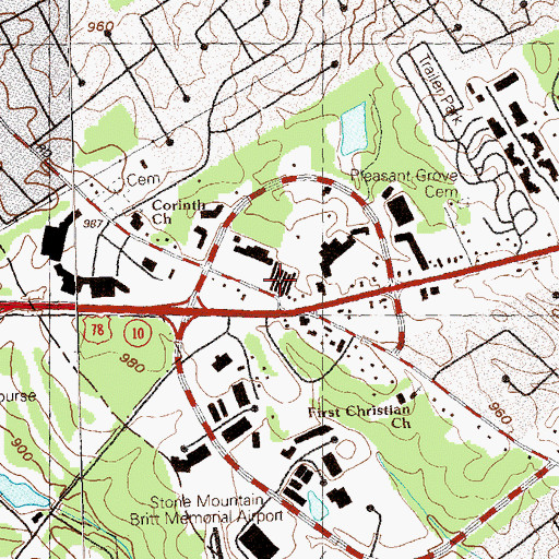 Topographic Map of Stonebridge Walk Shopping Center, GA