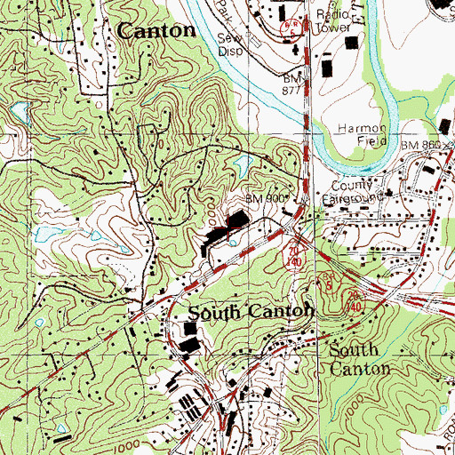 Topographic Map of Canton Corners Shopping Center, GA