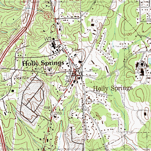 Topographic Map of Holly Springs Volunteer Fire Department, GA
