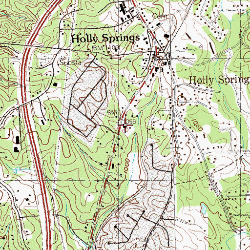 Topographic Map of Holly Springs Police Department, GA