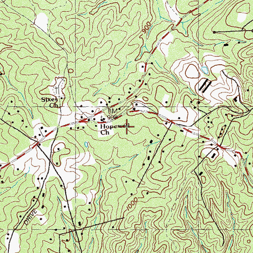 Topographic Map of Sixes Elementary School, GA