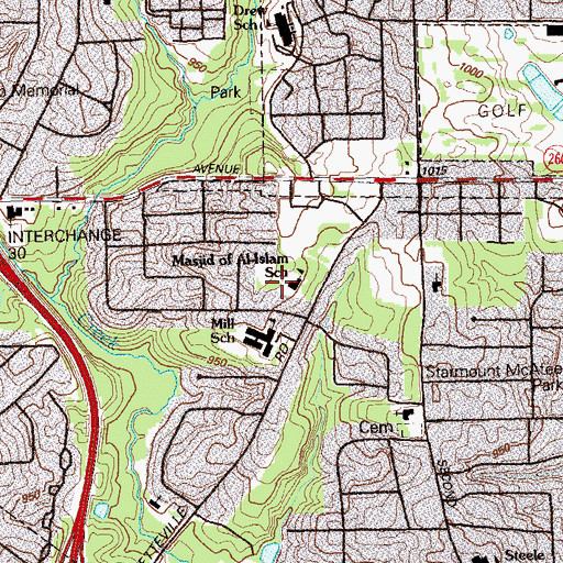 Topographic Map of Clara Mohammed School, GA