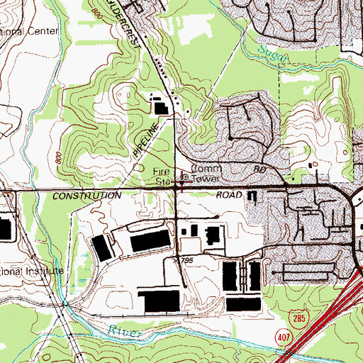 Topographic Map of DeKalb County Fire and Rescue Department Station 10, GA