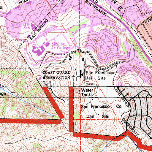 Topographic Map of San Francisco Jail Site, CA