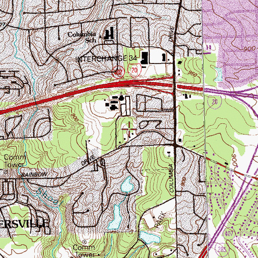 Topographic Map of Green Forest Christian Academy, GA