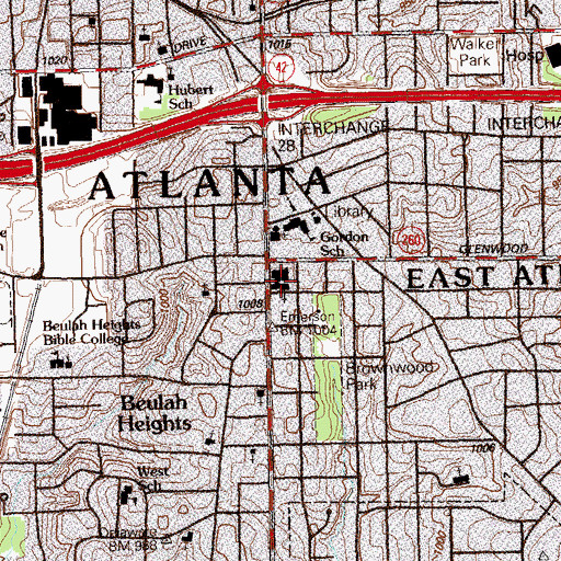 Topographic Map of Light of the World Christian Academy of Atlanta, GA