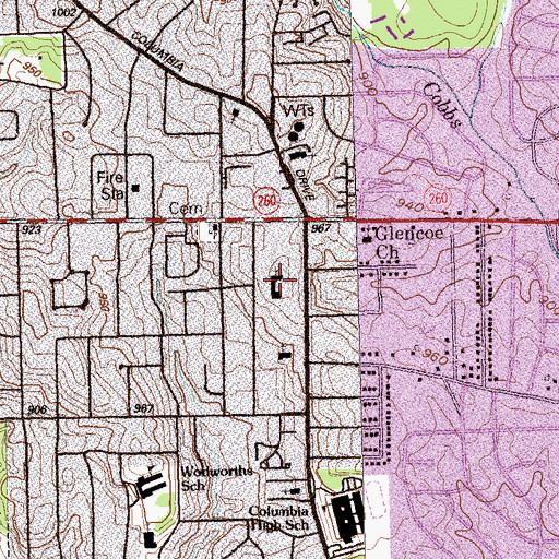 Topographic Map of Northwoods Montessori School, GA