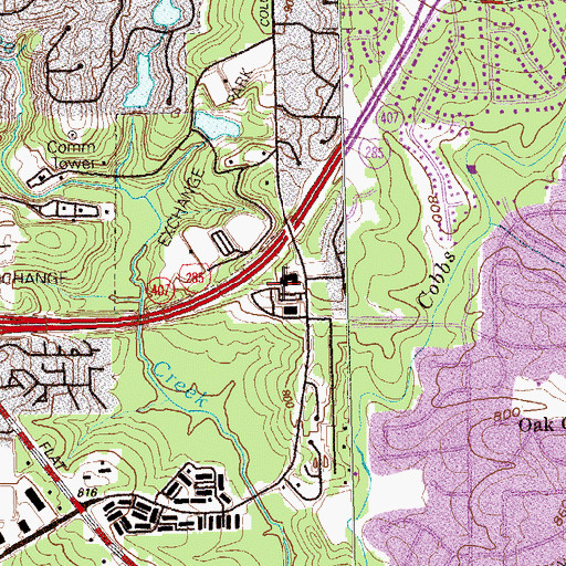 Topographic Map of Rainbow Park Baptist Church School, GA