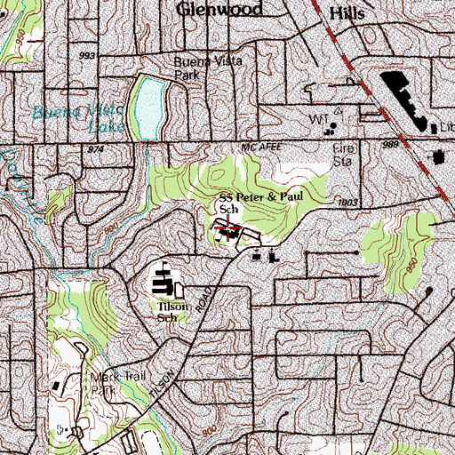 Topographic Map of Saint Peter Claver Regional Catholic School, GA