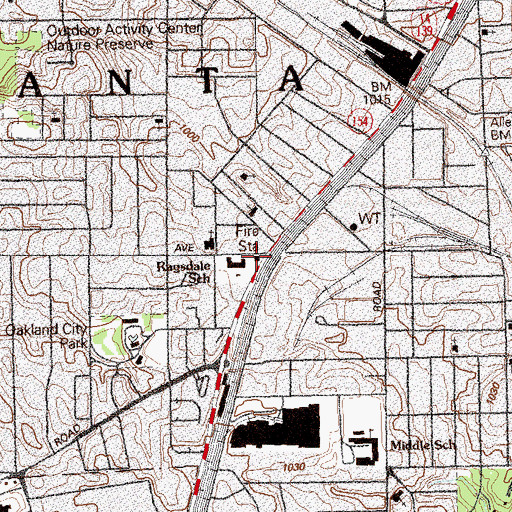 Topographic Map of Atlanta Fire Station 14, GA