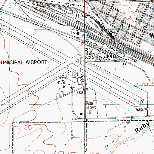 Topographic Map of Winslow-Lindbergh Regional Airport, AZ