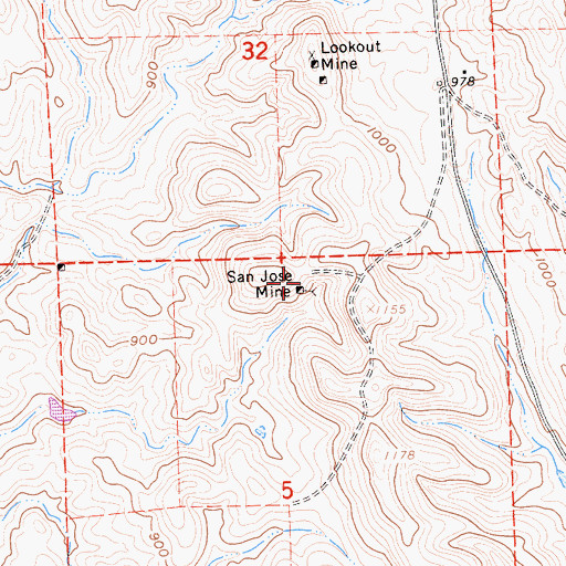 Topographic Map of San Jose Mine, CA