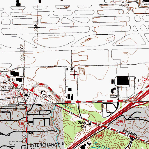 Topographic Map of Atlanta Fire Station 40, GA