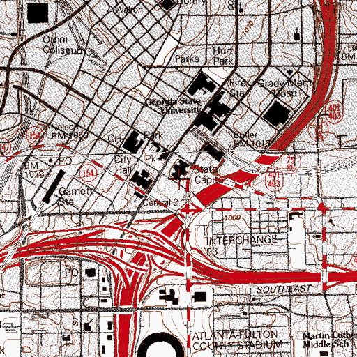 Topographic Map of Capitol Hill Post Office, GA