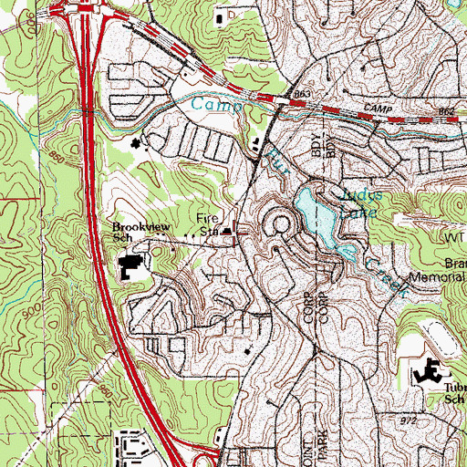 Topographic Map of East Point Fire Department Station 5, GA