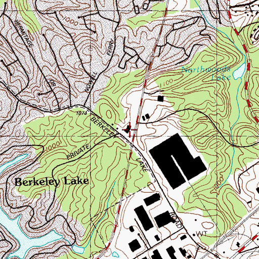 Topographic Map of Berkeley Corners Shopping Center, GA