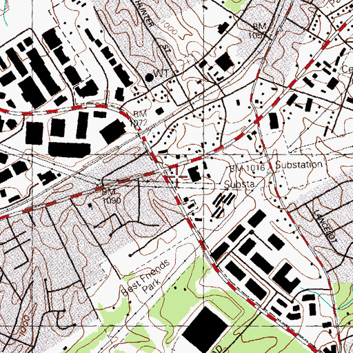 Topographic Map of Carter Crossing Shopping Center, GA