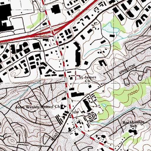 Topographic Map of Carter Oak Crossing Shopping Center, GA