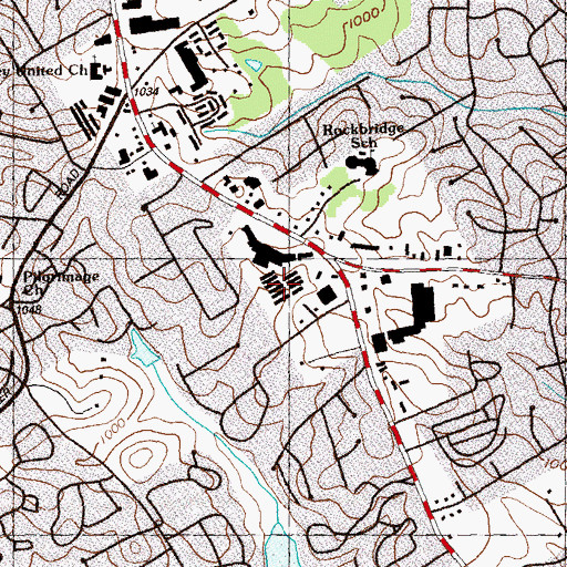 Topographic Map of Carter Rockbridge Plaza Shopping Center, GA