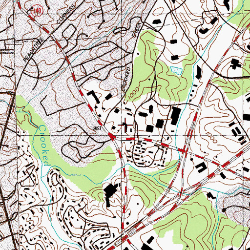 Topographic Map of Corners Court Shopping Center, GA