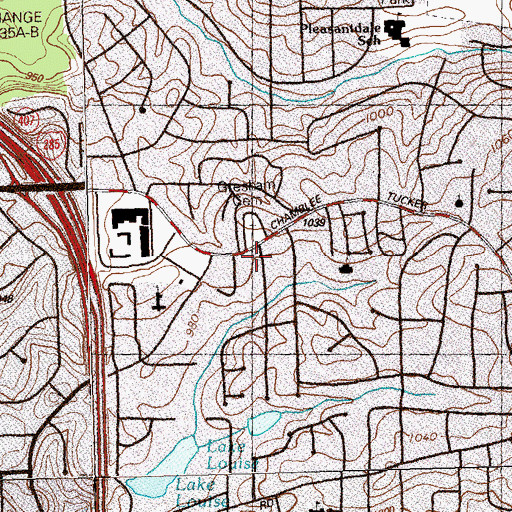 Topographic Map of Embry Hills Library, GA