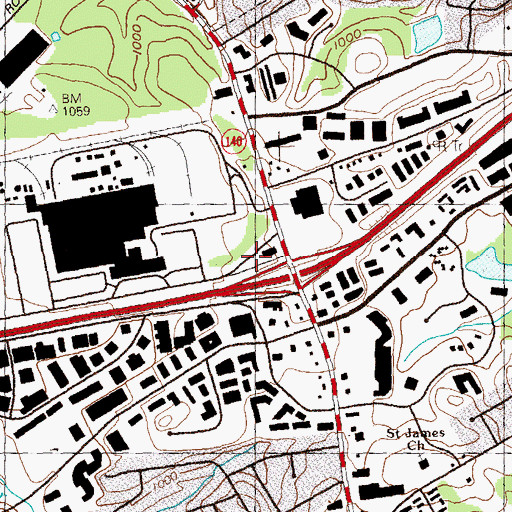 Topographic Map of Gwinnett County Police Department District 1 Westside Precinct, GA