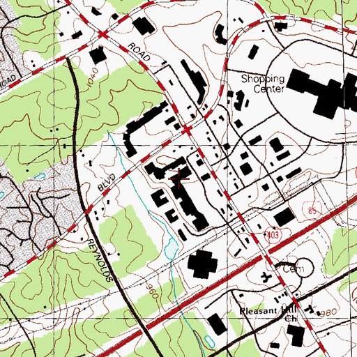 Topographic Map of Gwinnett Mall Corners Post Office, GA