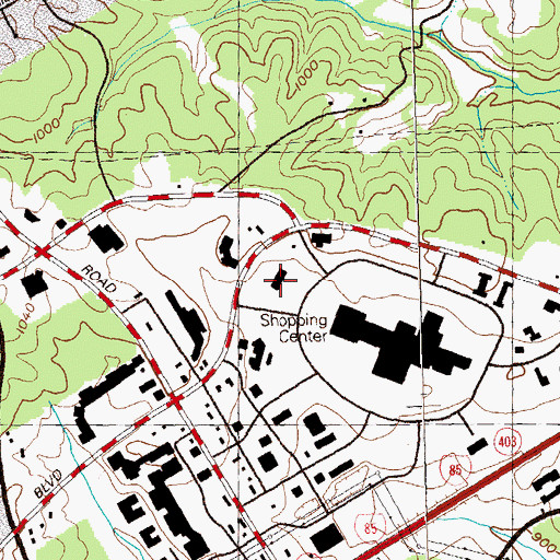 Topographic Map of Gwinnett Point Shopping Center, GA