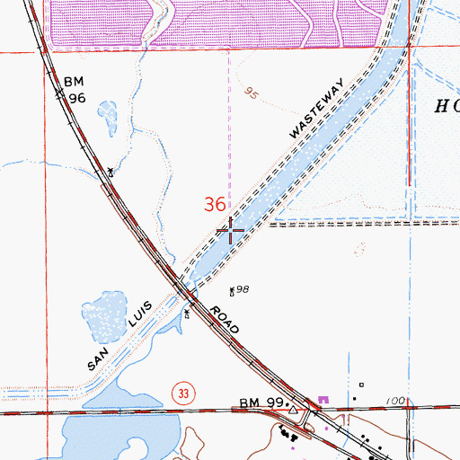 Topographic Map of San Luis Wasteway, CA
