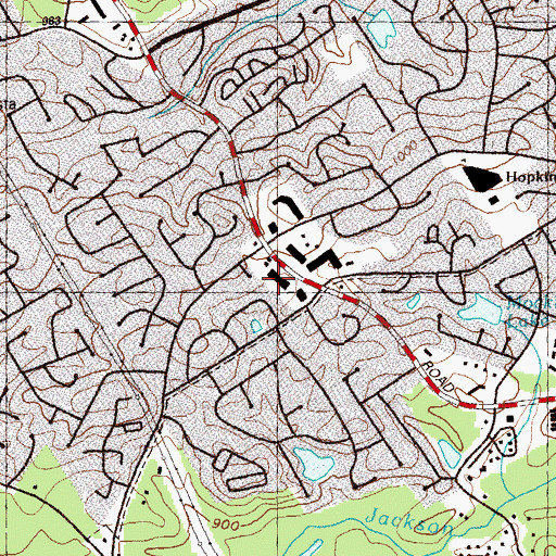 Topographic Map of Indian Trail Square Shopping Center, GA