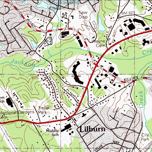 Topographic Map of Killiam Hill Crossing Shopping Center, GA