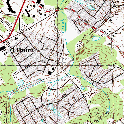 Topographic Map of City of Lilburn Police Department, GA