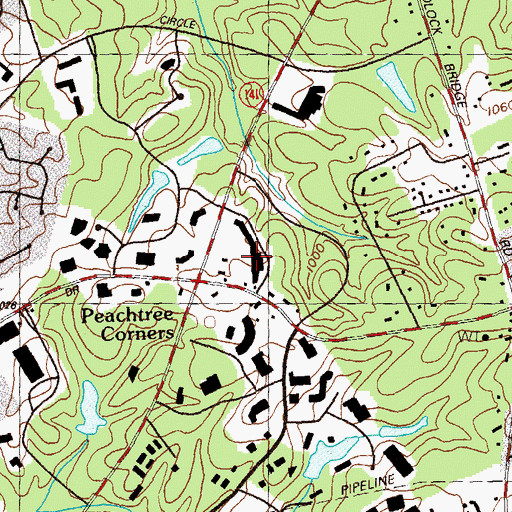 Topographic Map of Peachtree Parkway Plaza Shopping Center, GA