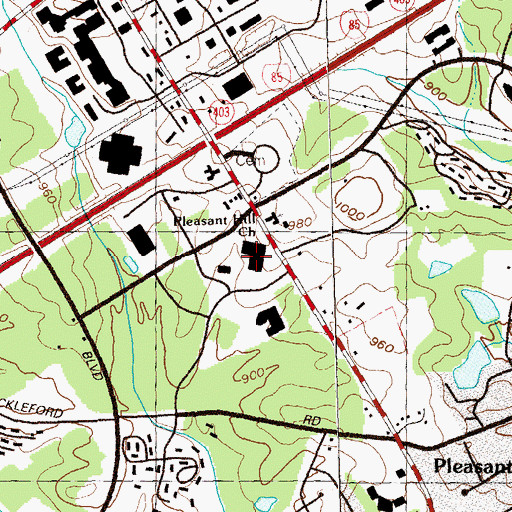 Topographic Map of Promenade at Pleasant Hill Shopping Center, GA