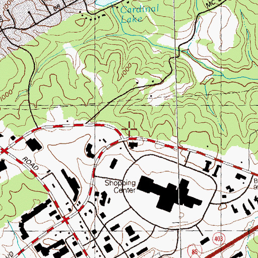 Topographic Map of Satellite Place Shopping Center, GA