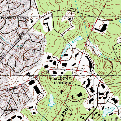 Topographic Map of Spalding Triangle Business Park, GA