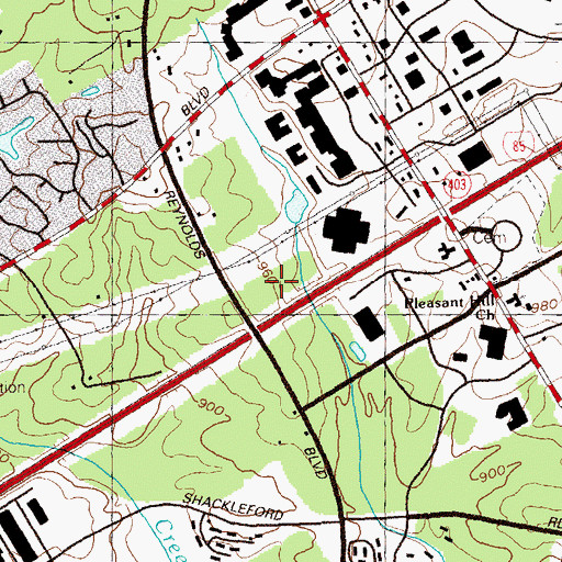 Topographic Map of The Outlets Mall Shopping Center, GA